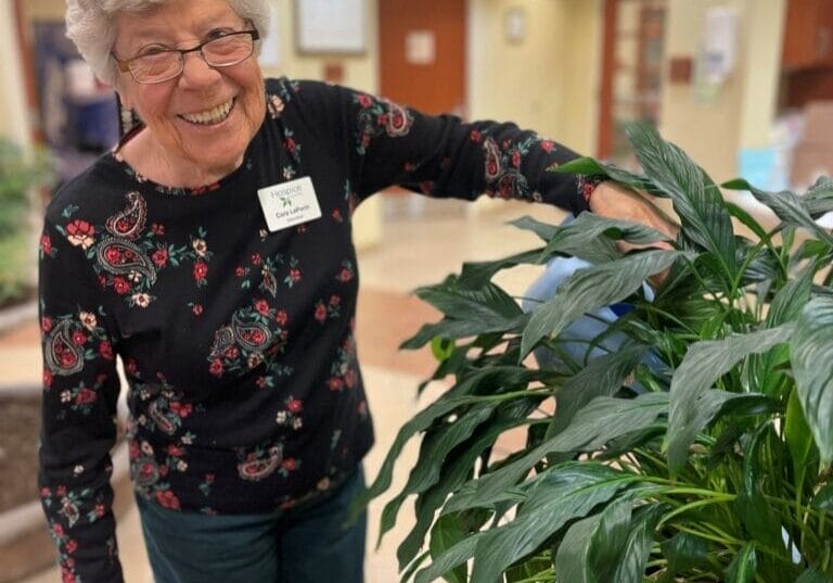 Cora LePorin CCC 2023 Front Desk Volunteer, Cora LePorin does more than answer phones. She makes plants happy wherever she goes.
