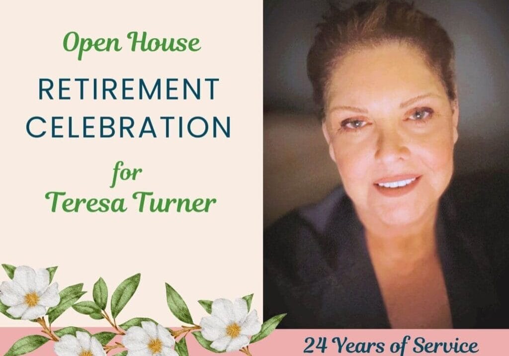 Invitation for the retirement celebration of Teresa Turner, APNP.