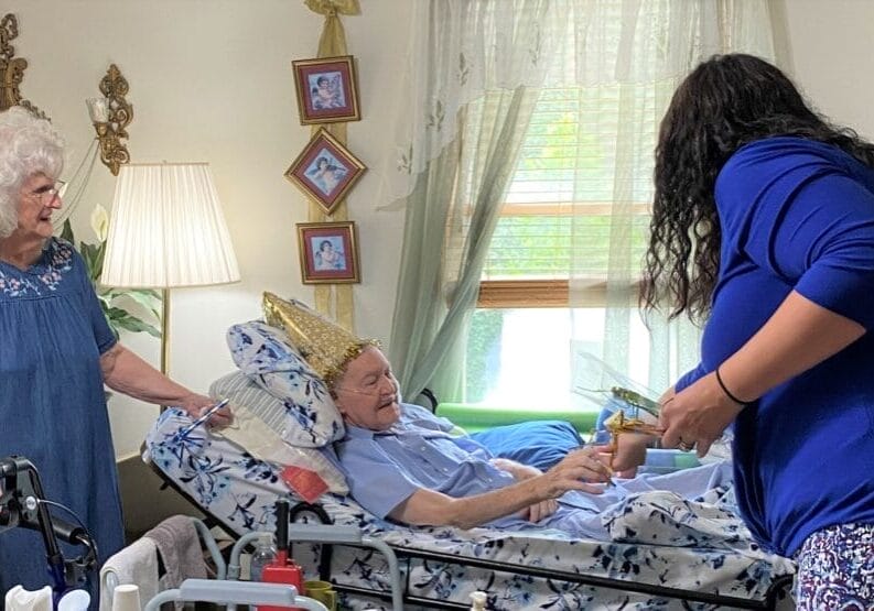 Mr. And Mrs. Poynter celebrate Mr. Poynter's birthday at home with home hospice care.